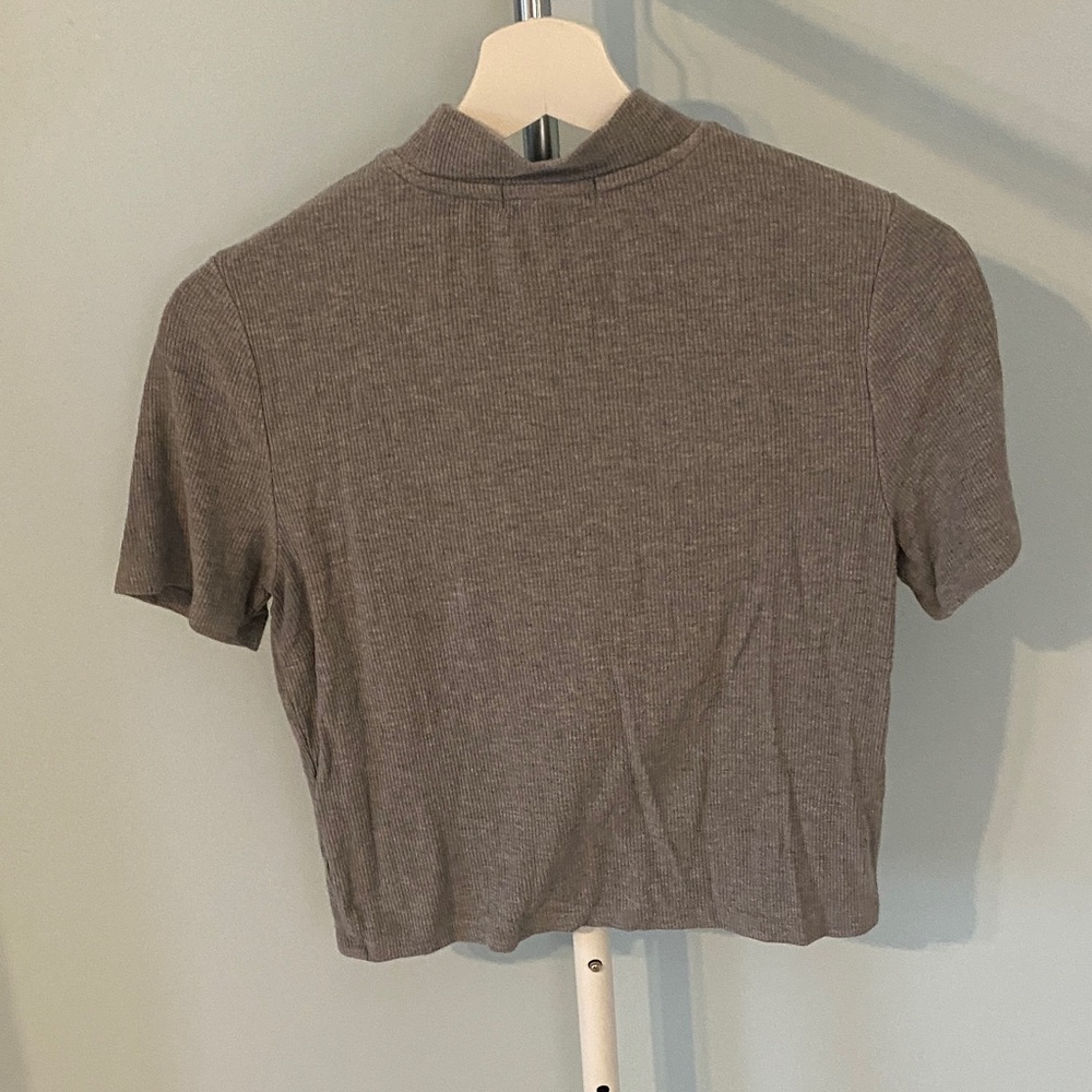 Gray Ribbed Women's Turtle Neck - Picture 3 of 3